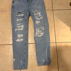 H&M Blue Distressed Boyfriend Jeans